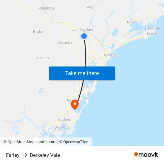 Farley to Berkeley Vale map