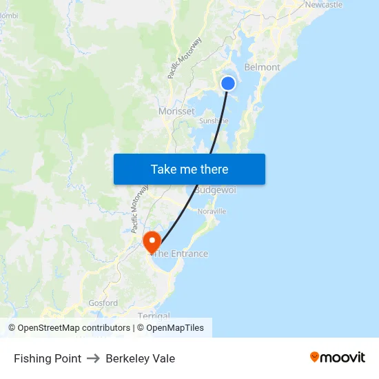 Fishing Point to Berkeley Vale map
