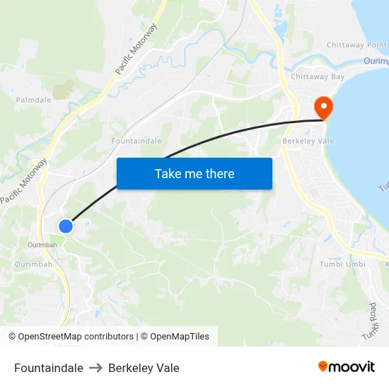 Fountaindale to Berkeley Vale map