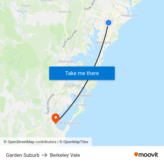 Garden Suburb to Berkeley Vale map