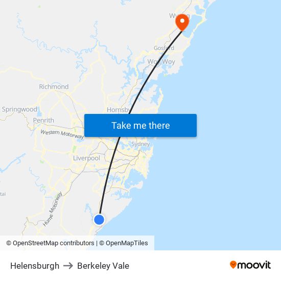 Helensburgh to Berkeley Vale map