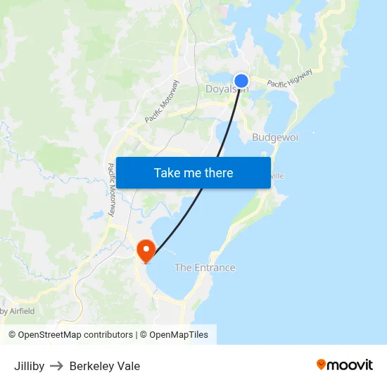 Jilliby to Berkeley Vale map