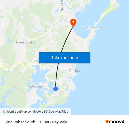 Kincumber South to Berkeley Vale map