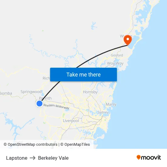 Lapstone to Berkeley Vale map