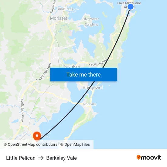 Little Pelican to Berkeley Vale map