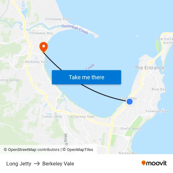Long Jetty to Berkeley Vale map