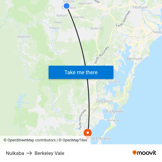 Nulkaba to Berkeley Vale map