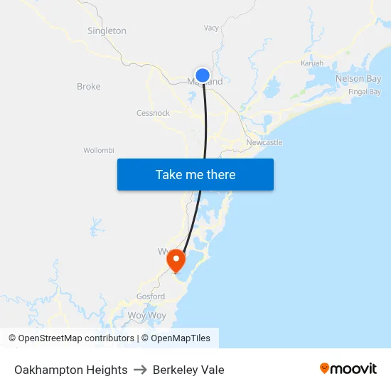 Oakhampton Heights to Berkeley Vale map