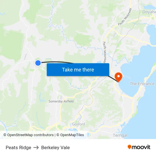 Peats Ridge to Berkeley Vale map