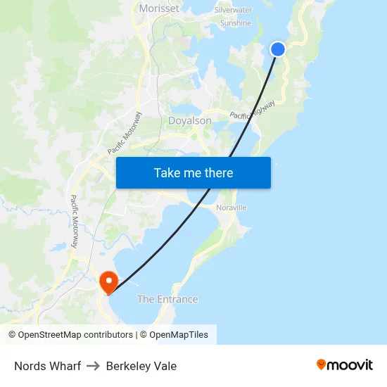 Nords Wharf to Berkeley Vale map
