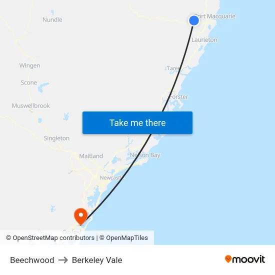 Beechwood to Berkeley Vale map