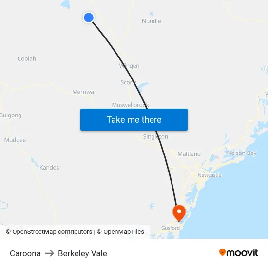 Caroona to Berkeley Vale map