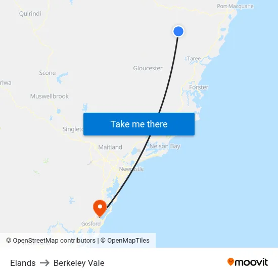 Elands to Berkeley Vale map