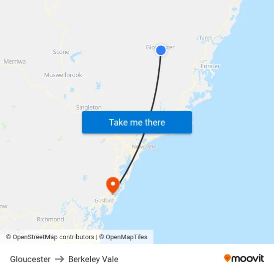 Gloucester to Berkeley Vale map