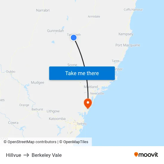 Hillvue to Berkeley Vale map