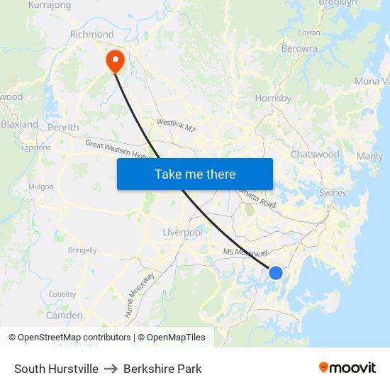 South Hurstville to Berkshire Park map