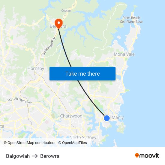 Balgowlah to Berowra map