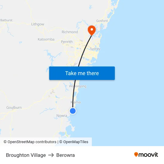 Broughton Village to Berowra map