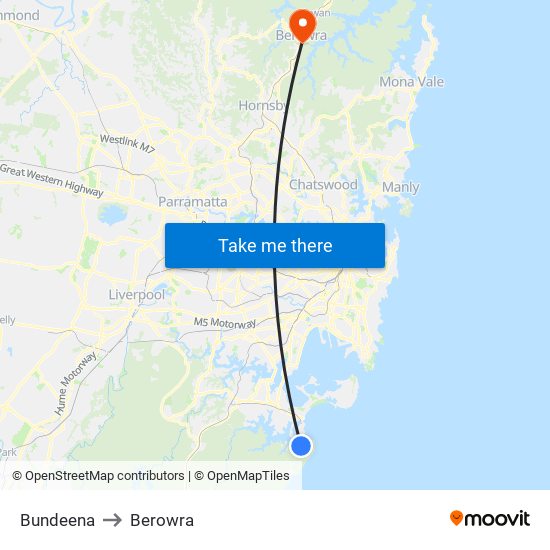 Bundeena to Berowra map