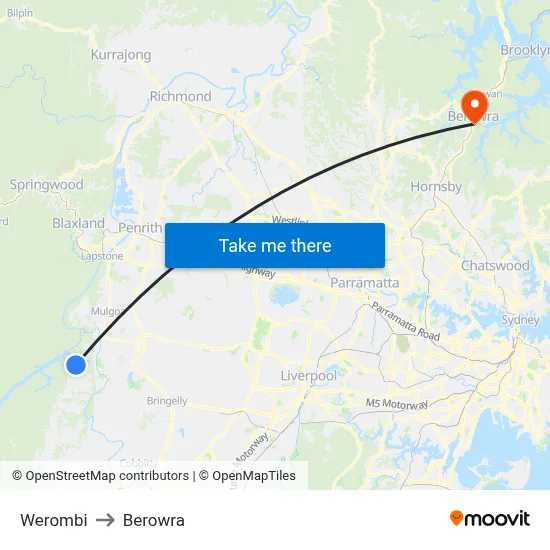Werombi to Berowra map