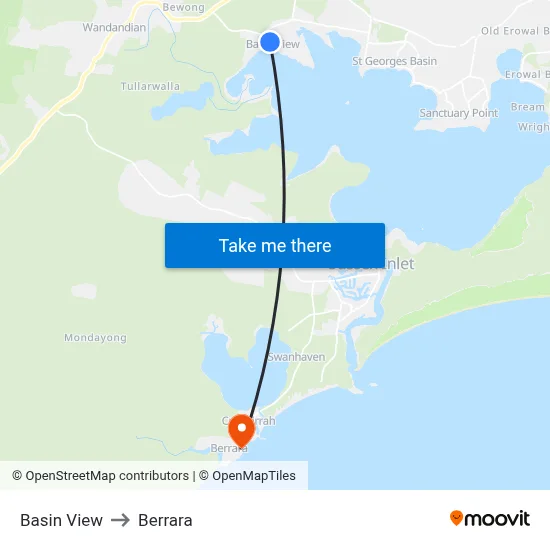 Basin View to Berrara map