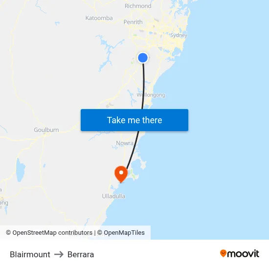 Blairmount to Berrara map
