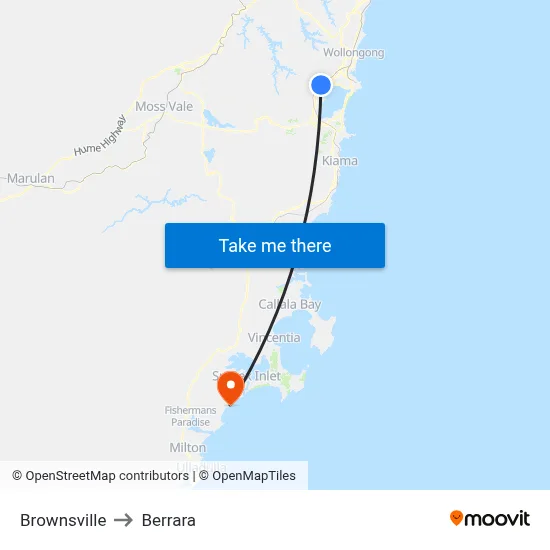 Brownsville to Berrara map