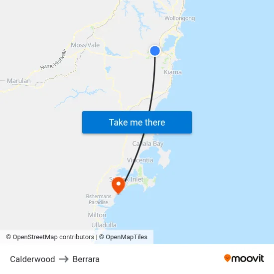 Calderwood to Berrara map