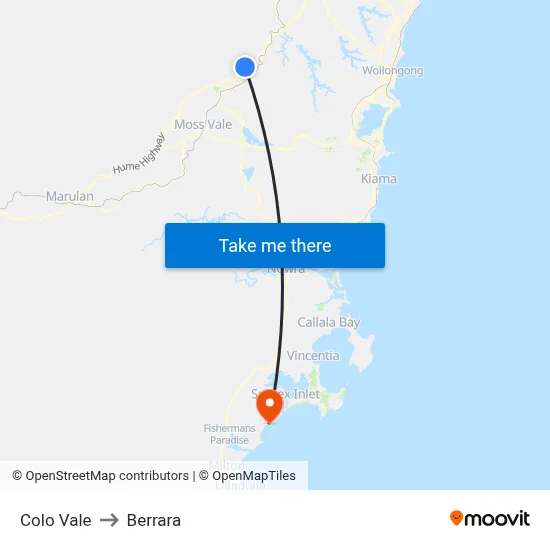 Colo Vale to Berrara map