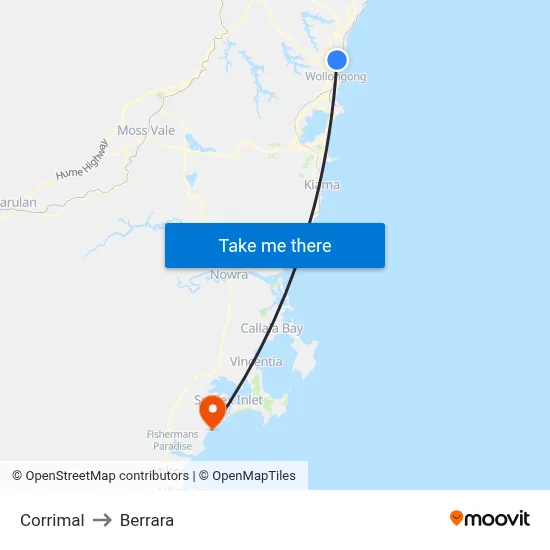 Corrimal to Berrara map