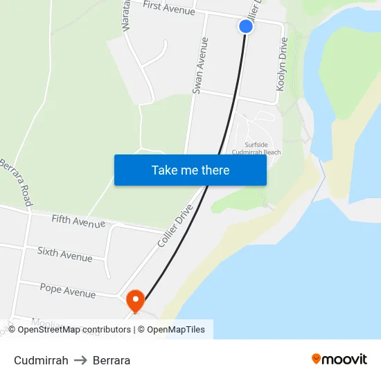 Cudmirrah to Berrara map