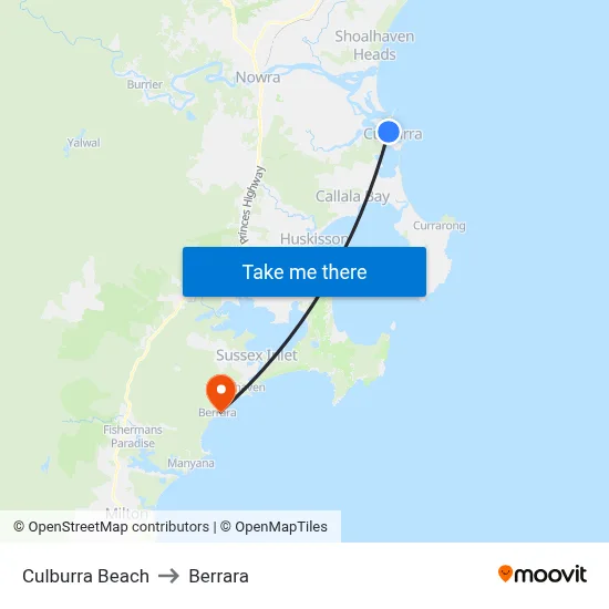 Culburra Beach to Berrara map