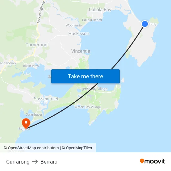 Currarong to Berrara map