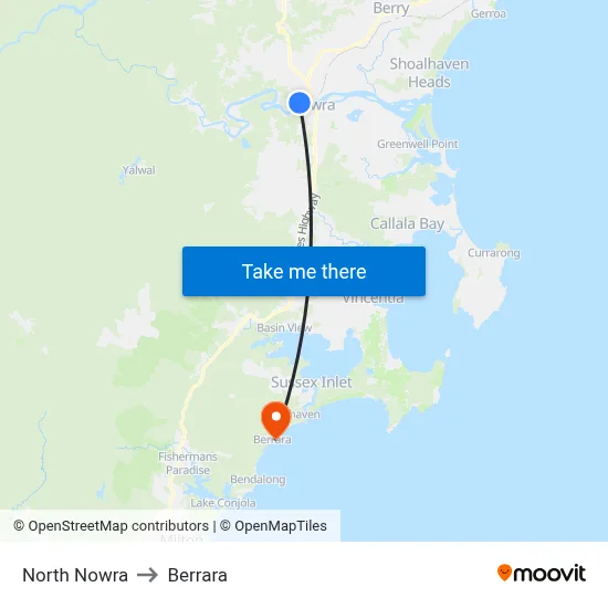 North Nowra to Berrara map