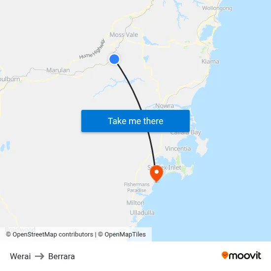 Werai to Berrara map