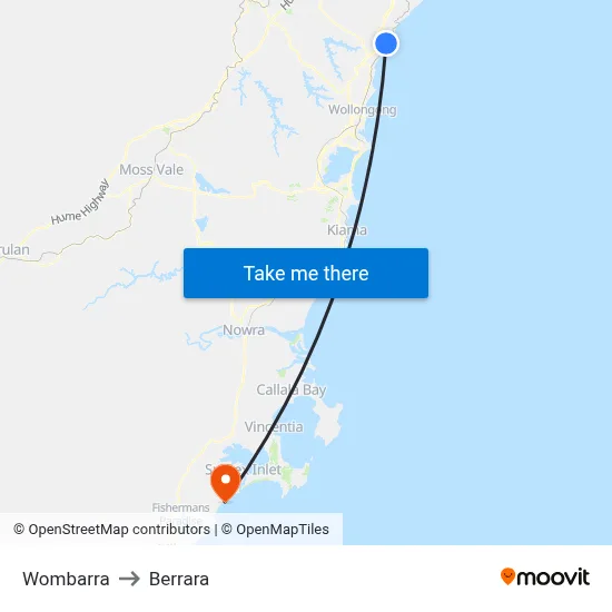 Wombarra to Berrara map