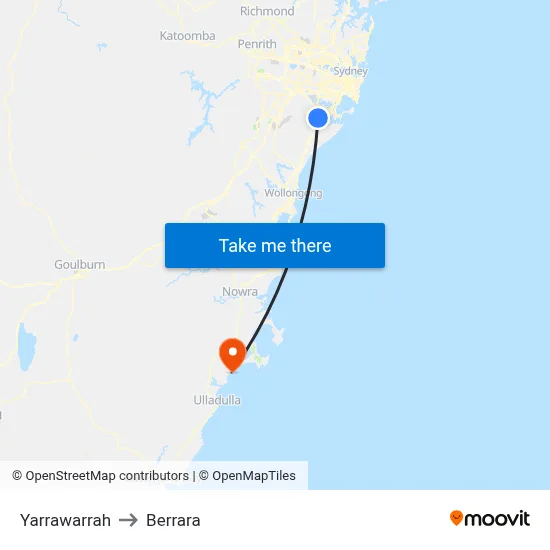 Yarrawarrah to Berrara map
