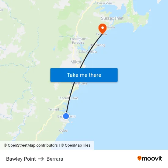 Bawley Point to Berrara map