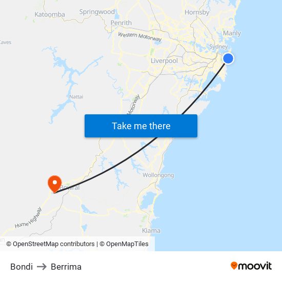 Bondi to Berrima map