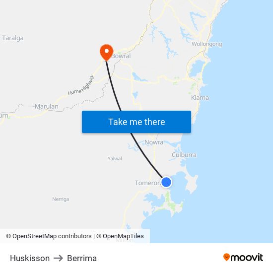 Huskisson to Berrima map