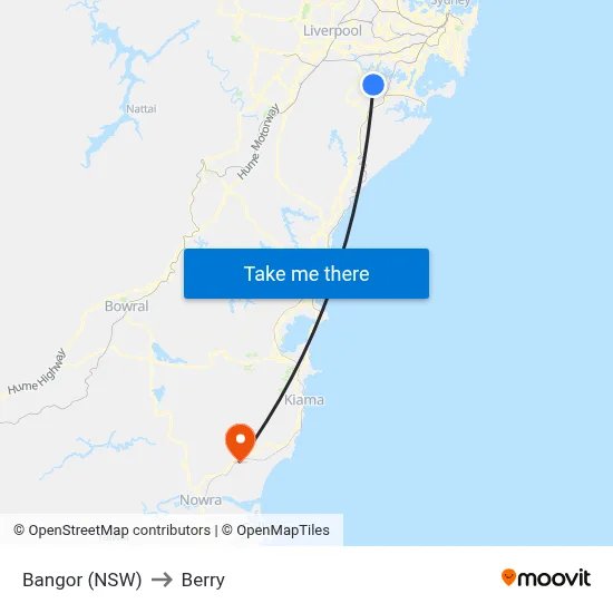 Bangor (NSW) to Berry map