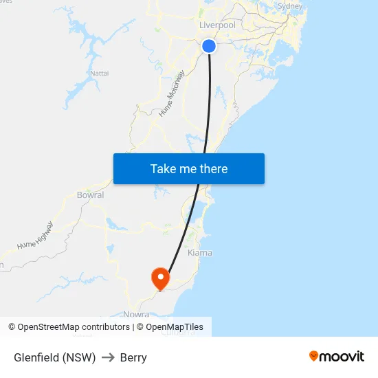 Glenfield (NSW) to Berry map