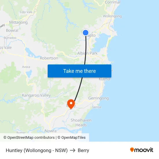 Huntley (Wollongong - NSW) to Berry map