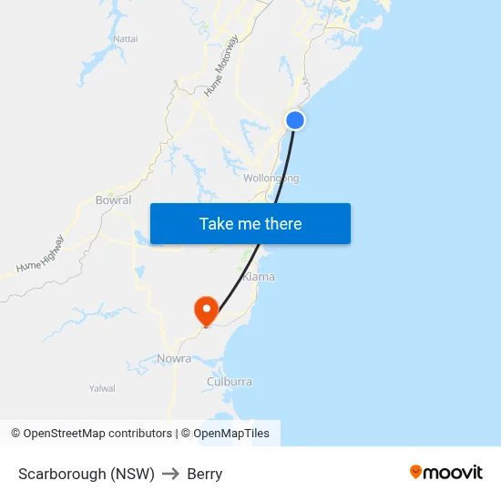 Scarborough (NSW) to Berry map