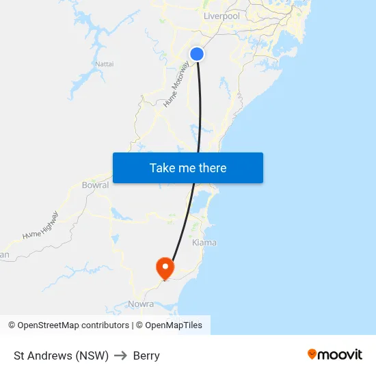 St Andrews (NSW) to Berry map