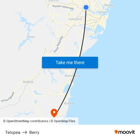 Telopea to Berry map