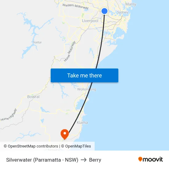 Silverwater (Parramatta - NSW) to Berry map