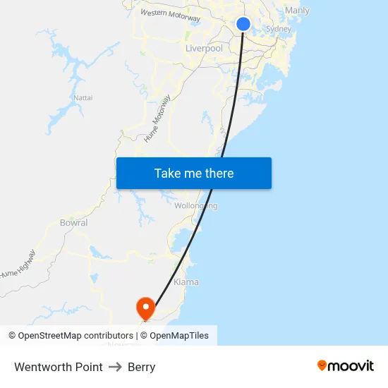 Wentworth Point to Berry map