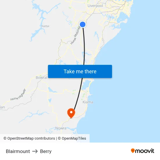 Blairmount to Berry map