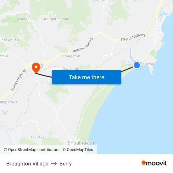 Broughton Village to Berry map